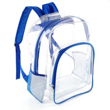 Clear Backpack for School 16" Large Heavy Duty PVC See Through Bookbag Blue
