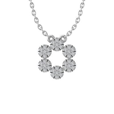0.325Ct Lab Grown Diamond 10K White Gold Pendant Necklace 18'' Silver Cable Chain