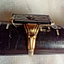 ANTIQUE OSTBY BARTON OB STERLING 10K GOLD ONYX RING