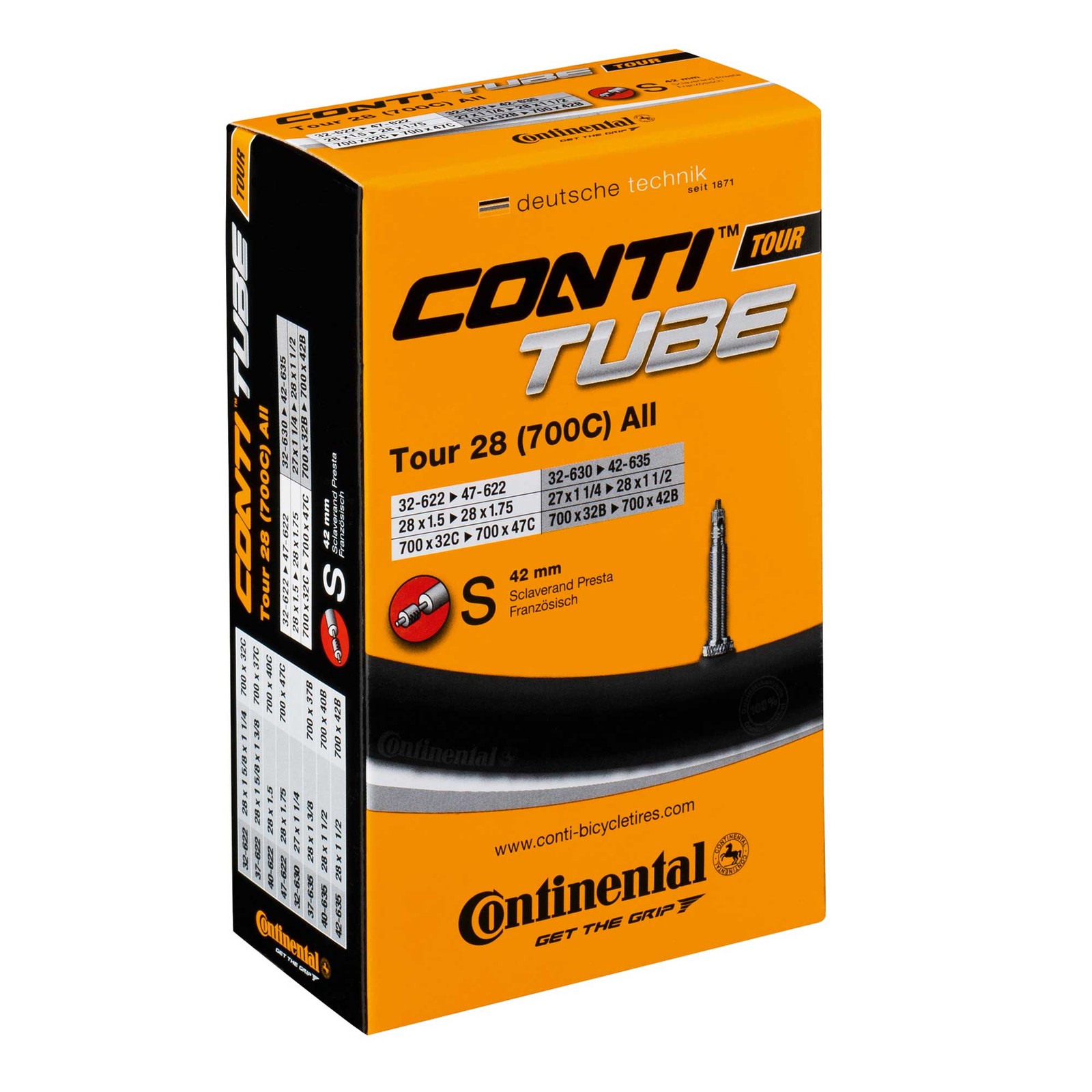 Continental 700 x 32 - 47C Tour 28 Inner Tube - Schrader Valve