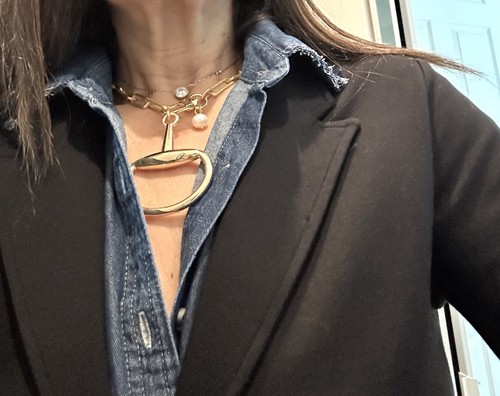 Equestrian Necklace Equine Horse, Snaffle bit Matte Gold Rectangle Chain - 第 4/4 張圖片