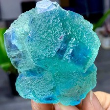 190G Rare transparent  blue green cubic fluorite mineral crystal sample/China