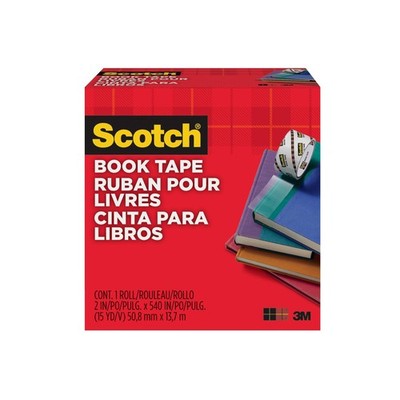 Scotch Book Tape, 2 in x 540 in, Excellent for Repairing, True, Clear