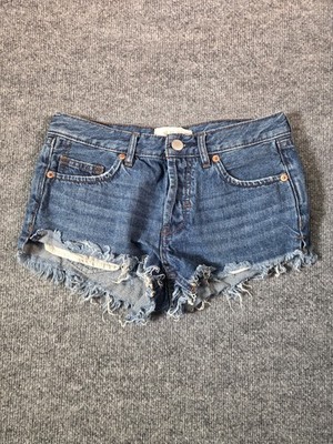 We The Free Women Denim Shorts Sz 24 Blue Cut Off Frayed Hem Casual Hot Bottoms