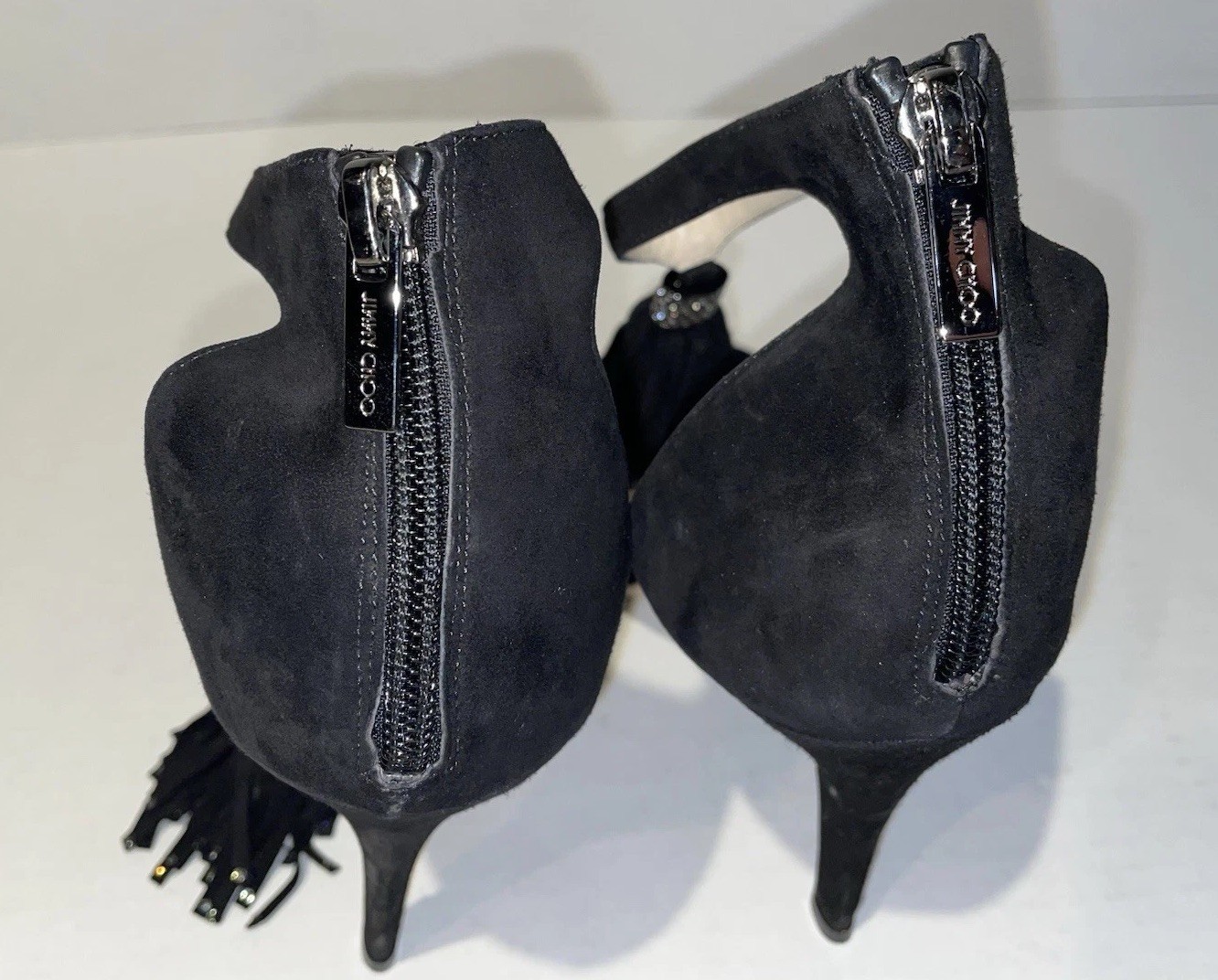 Jimmy Choo Viola Crystal Tassel Black Suede Leather Sandals 42 US 10.5 Nice! image 7