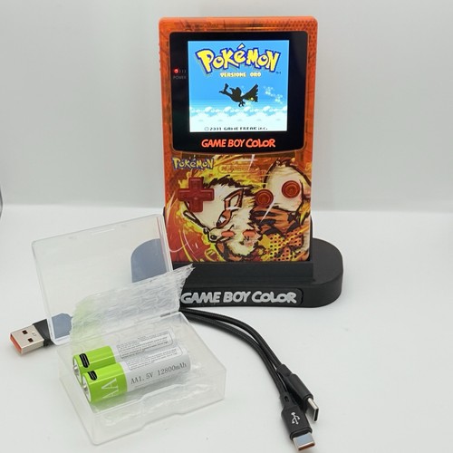 NINTENDO GAME BOY COLOR - IPS V3 - POKÉMON ARCANINE + STAND + 2 BATTERIE USB-c