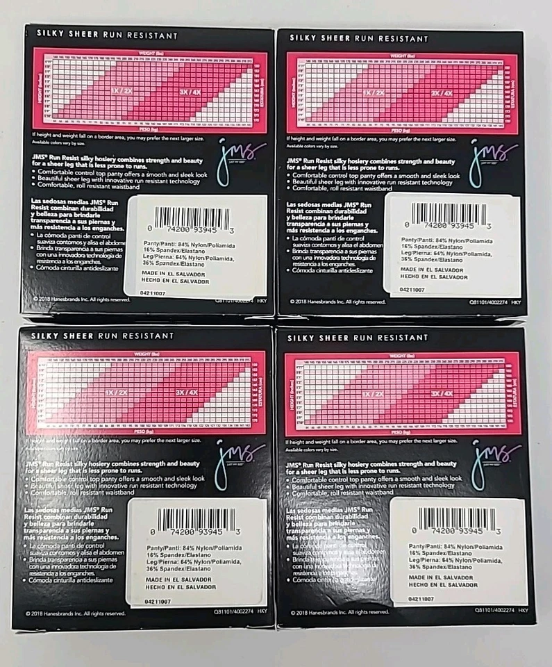 Top de control Just My Size sedoso transparente resistente al funcionamiento desnudo 93945 nuevo 4 pares 1X/2X Foto 2 de 4