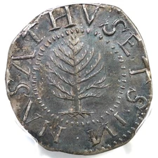 1652 Noe-4 R-6+ PCGS AU 55 Reversed Ns Pine Tree Shilling Colonial Silver