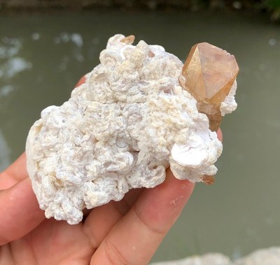 Topaz Crystal Specimen with mica honey brown Color 180 Gram from skardu mine