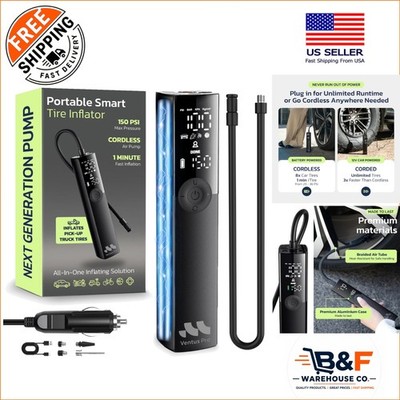Ultra-Fast 150 PSI Ventus Pro Tire Inflator - Cordless & 12V Power Options