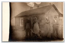 RPPC ~ Leeds ND ~ Farm Family in hobo costumes NYE party