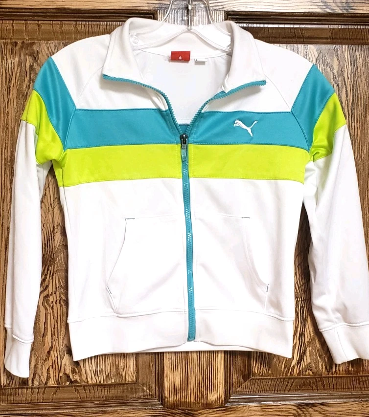 Chaqueta Puma Difícil de Encontrar Niña a Rayas Lima y Aqua Talla Med-back to school Foto 4 de 4
