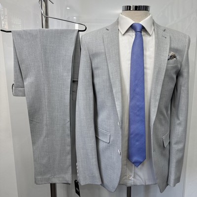 Cedarwood State hellgrauer moderner Slim Fit 2-teiliger Anzug C36R W30 L31