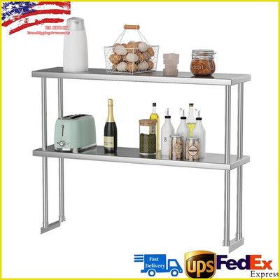 Stainless Steel Overshelf Shelves 12x48,2-Tier Adjustable for Prep Table&Kitchen
