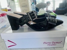 Black Patent Mule Dress Heel With Silver Detail