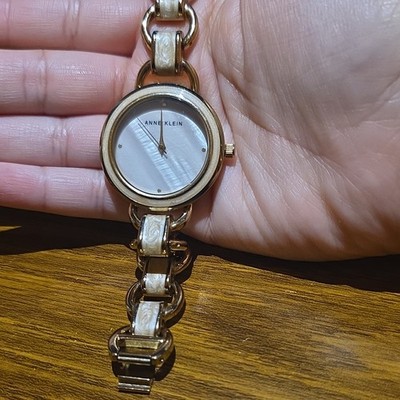 Anne Klein Women's Gold & Beige Metal Bracelet Dress Watch Mother of Pearl Dial