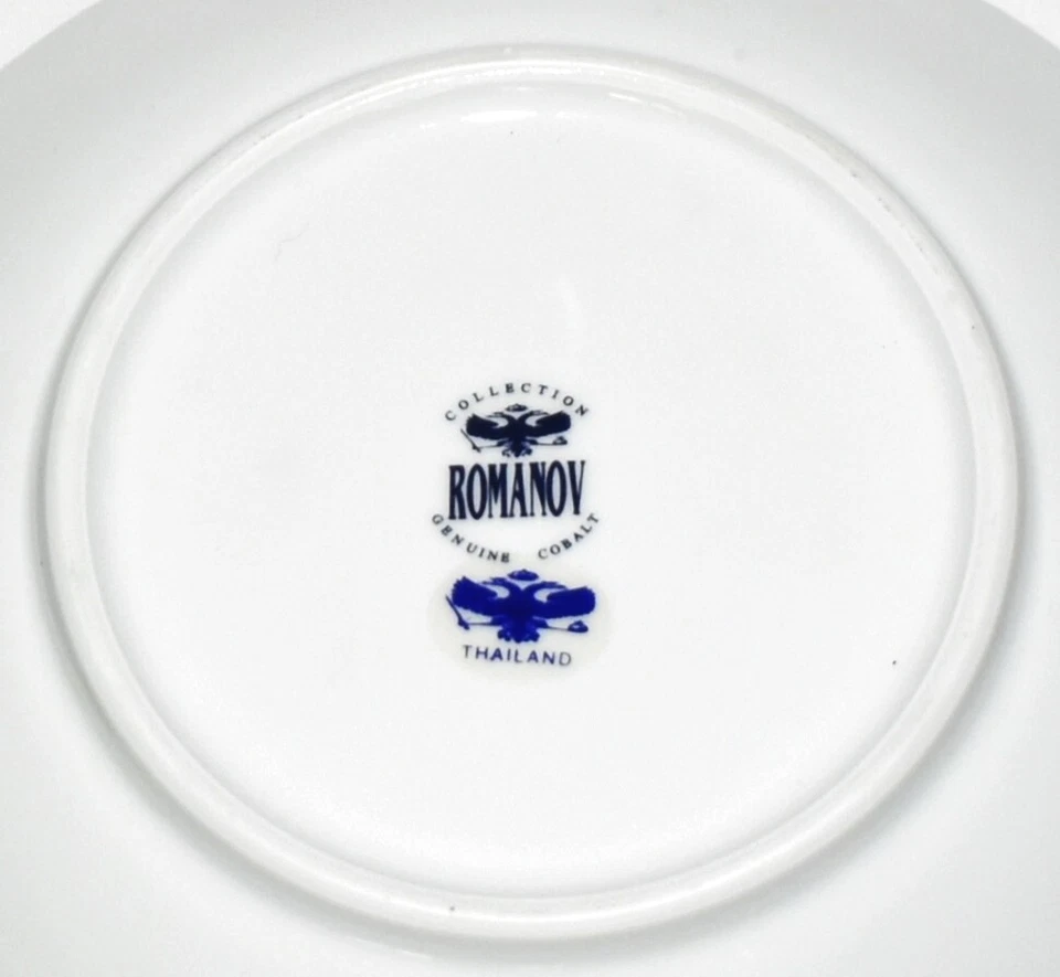 Christineholm Romanov Juego de 4 Platos de Ensalada Borde Cobalto con Diseño de Rollo Dorado Foto 4 de 4