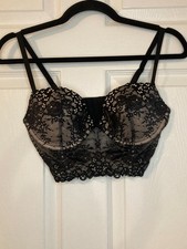 Victoria's Secret Women's Black Lace Bustier Corset Push-Up Bra - Size 36C