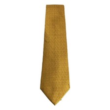 FERRAGAMO Silk Tie Necktie Yellow Floral Italy Very Good