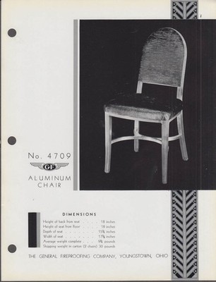 General Fireproofing sell sheet 1936 #4709 & 4717 Aluminum Chair