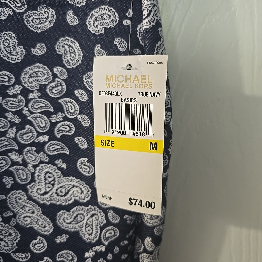 Michael Kors Womens Navy White Paisley Pull On Leggings Pants Sz M NWT MSRP $74 thumbnail 3