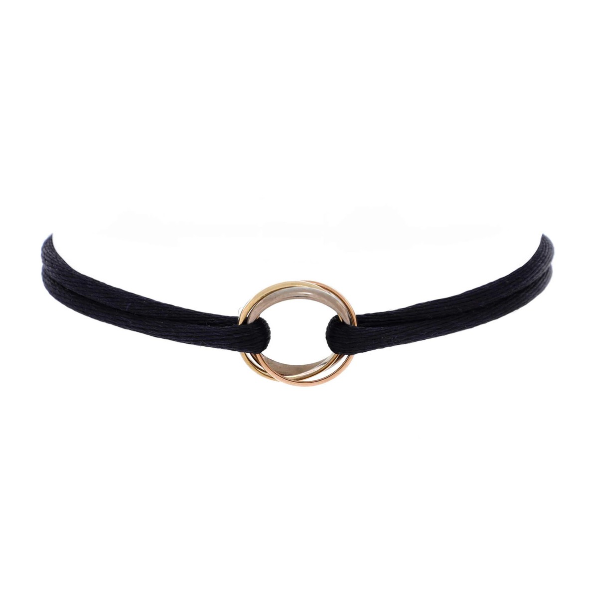 Cartier Trinity On Cord Bracelet Silk Cord with 18K Tricolor Gold