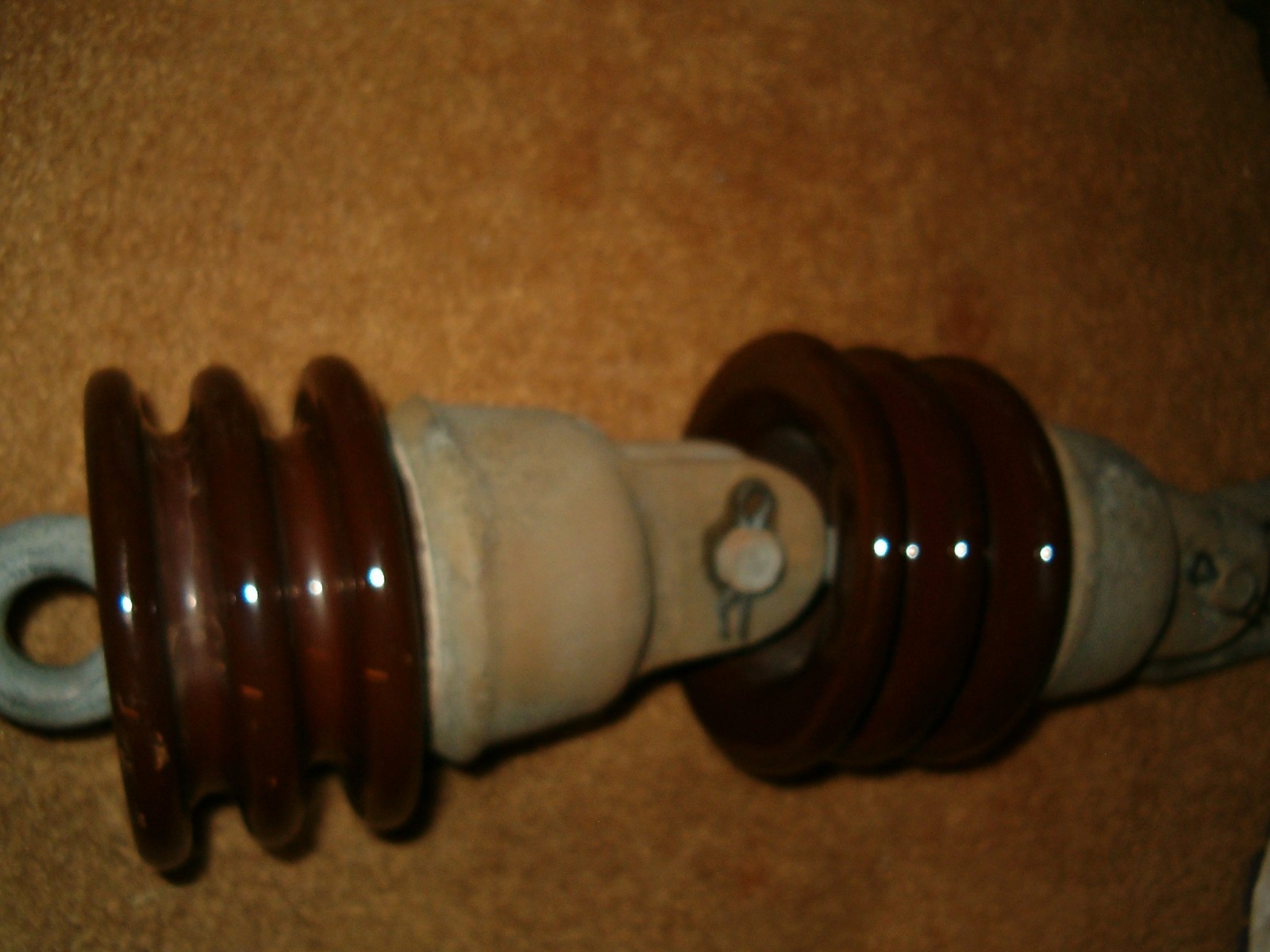 Hanging High Voltage Brown Porcelain Insulator String 10000LB NGK 1966 Japan 15"