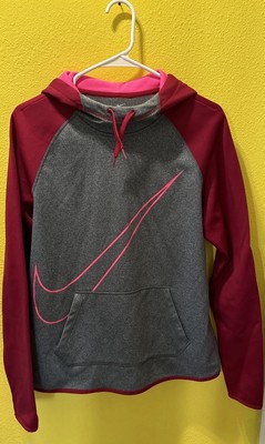Nike Womens Dri-Fit Hoodie Size Medium Pink Swoosh Kangaroo Pocket 803451-010