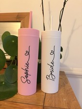 Personalised 16oz Party Cups with Names & Optional Heart – Lid & Straw Gift