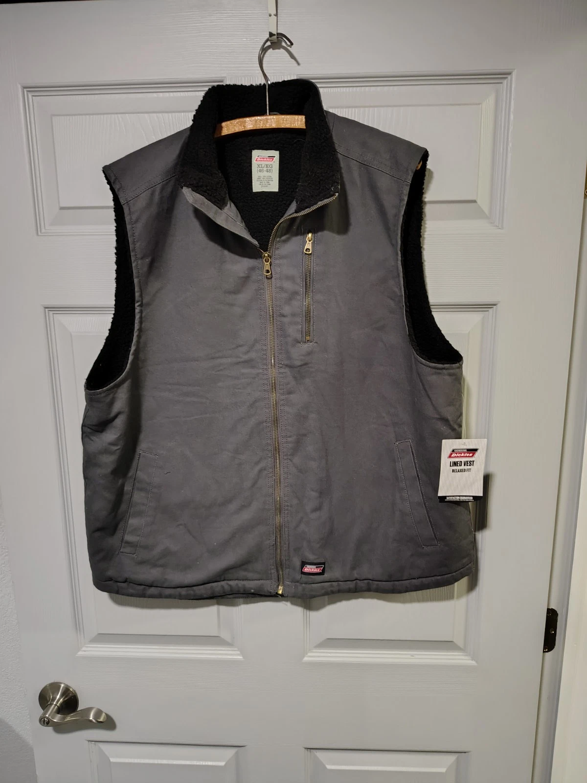 Dickies Mens Lined Vest Charcoal Gray XL NWT Sherpa Duck Canvas Insulated Work