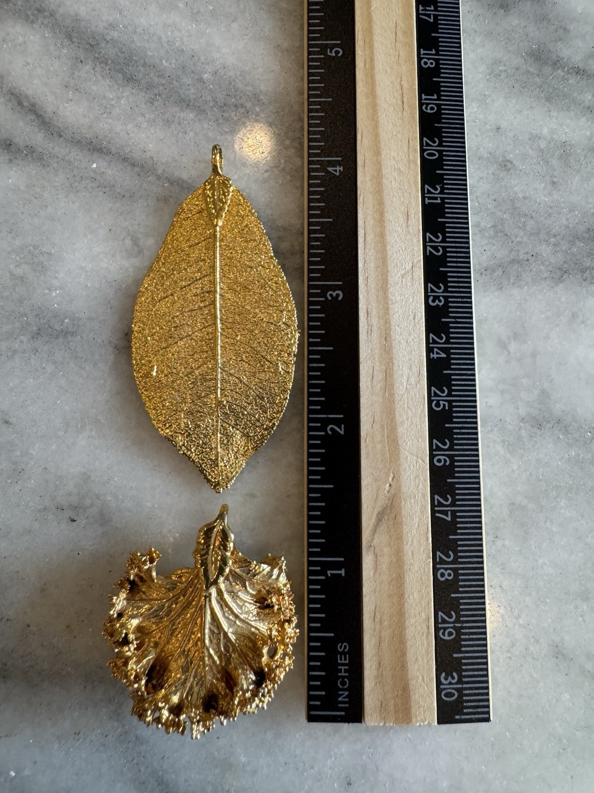 Rare Vintage Genuine Yellow Gold Dipped Kale Leaf… - image 7