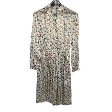 Vintage 1960s Silver Floral Leaf Brocade Long sleeve Cocktail Dress AS IS