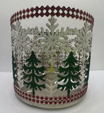 Bath & Body Works Christmas Tree Snowflakes 3-Wick Candle Holder Sleeve