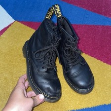 Dr. Martens Junior 1460 Black Softy T Leather Lace Up Combat Boots Size 1