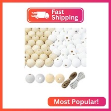 ZHFMLY 16mm 200pcs White Wooden Beads for Crafts 3/5 inch Painting Round Loose N