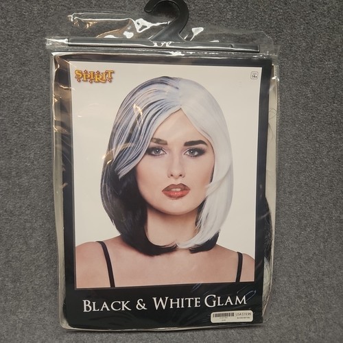 Geist Halloween Kostüm Perücke schwarz & weiß Glam Einheitsgröße brandneu - Bild 1 von 3