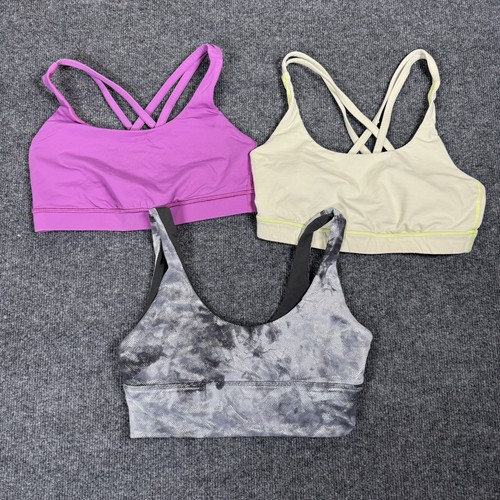 Lot x3 Lululemon Sports Bra Bundle Women's Size 6 Yellow Pink Gray Activewear