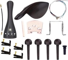 TUOREN Violin Parts  Accessories Kit with Ebony Chin full-size, Black