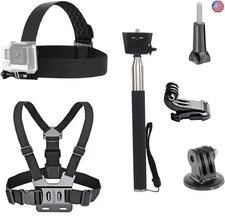 VVHOOY 3 in 1 Universal Action Camera Accessories Kit - Head Strap Mount/Chest