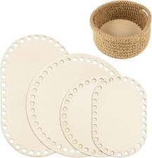 Wooden Oval Crochet Basket Bases 4 Pcs - DIY Craft Weaving Supplies
