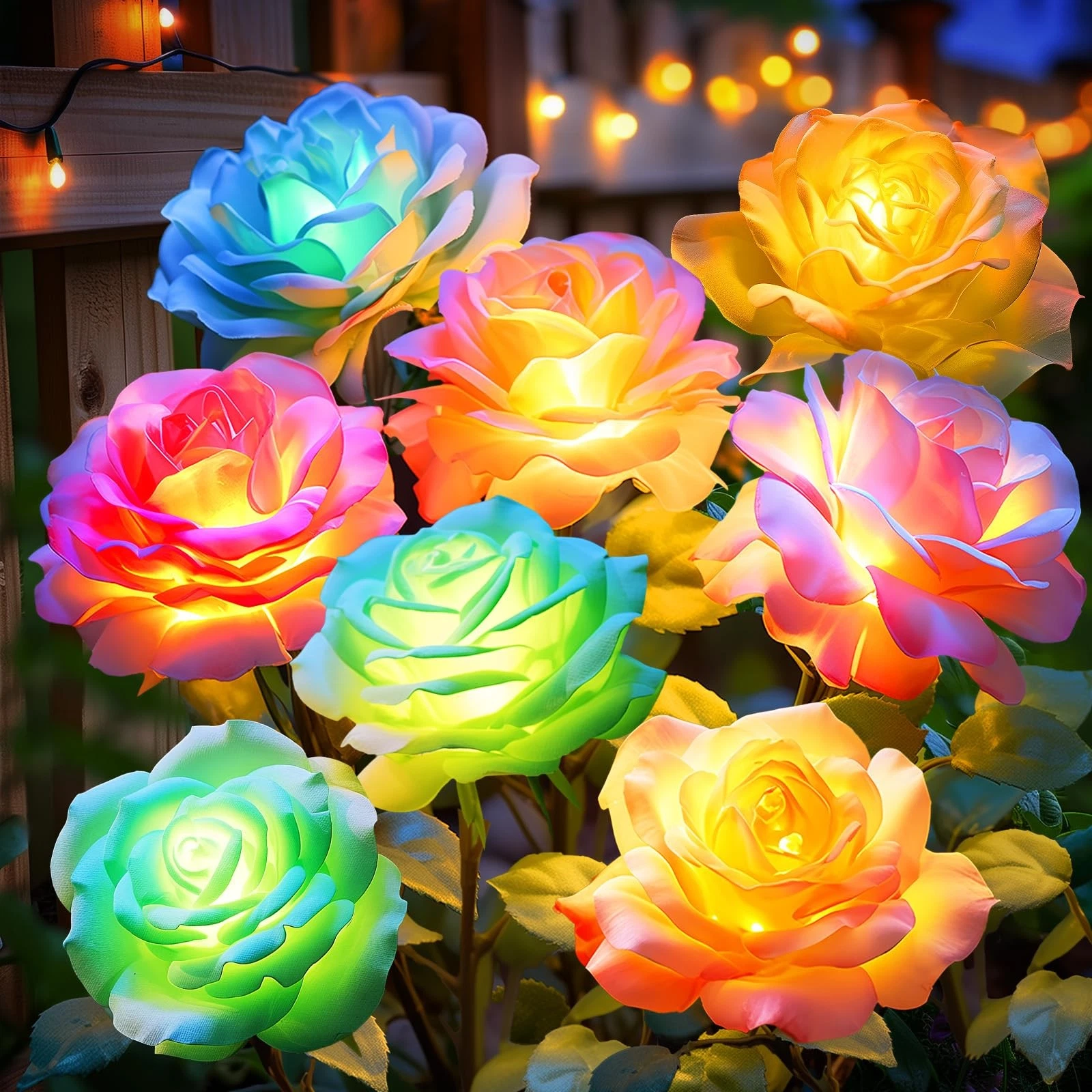 Solar Flower Lights Outdoor Waterproof: 4 Pack 7-Color Changing LED Rose Stake D
Opens in a new wind