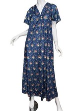 Vtg 70s Vanity Fair Navy Floral Nightgown Cottagecore Retro Granny Coquette L