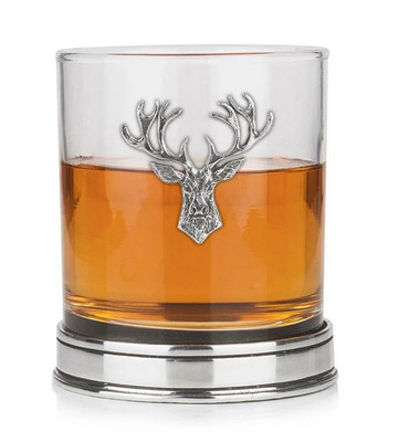 Atemberaubender Whiskybecher aus Zinn schottischer Hirschkopf