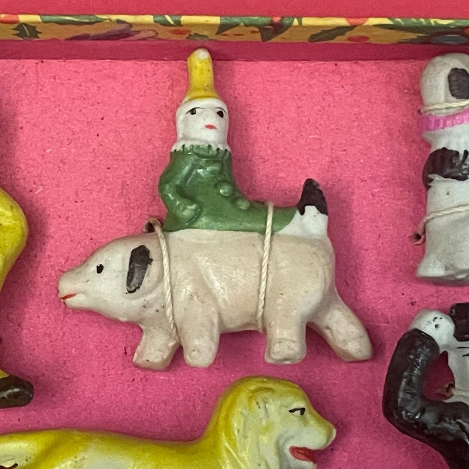 Jouets anciens - Ravissant coffret 12 sujets en biscuit sur le Cirque - JAPAN - Photo 4/4