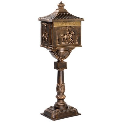 Cast Aluminum Mailbox with Post Locking Residential Mailboxes for Outside w/ Key
