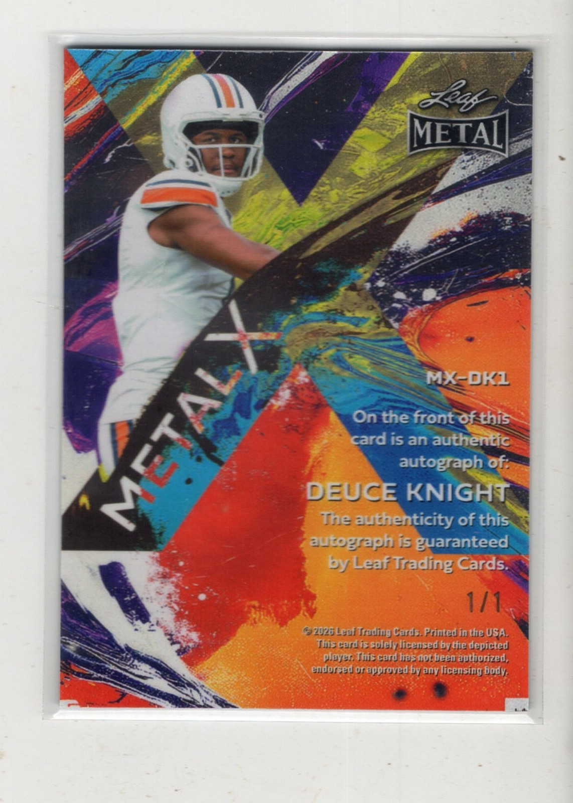 2026 Leaf Metal Football Deuce Knight Metal X Auto Autograph #1/1 NM-MT Ole Miss view 2