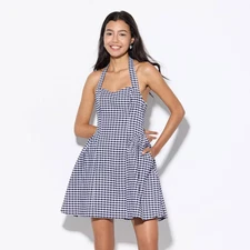 Women's Mini Dress - Wild Fable Navy Blue Gingham XS