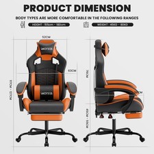 Gaming Chair Massage,Ergonomic PC Computer Chair Footrest Comfortable 2
