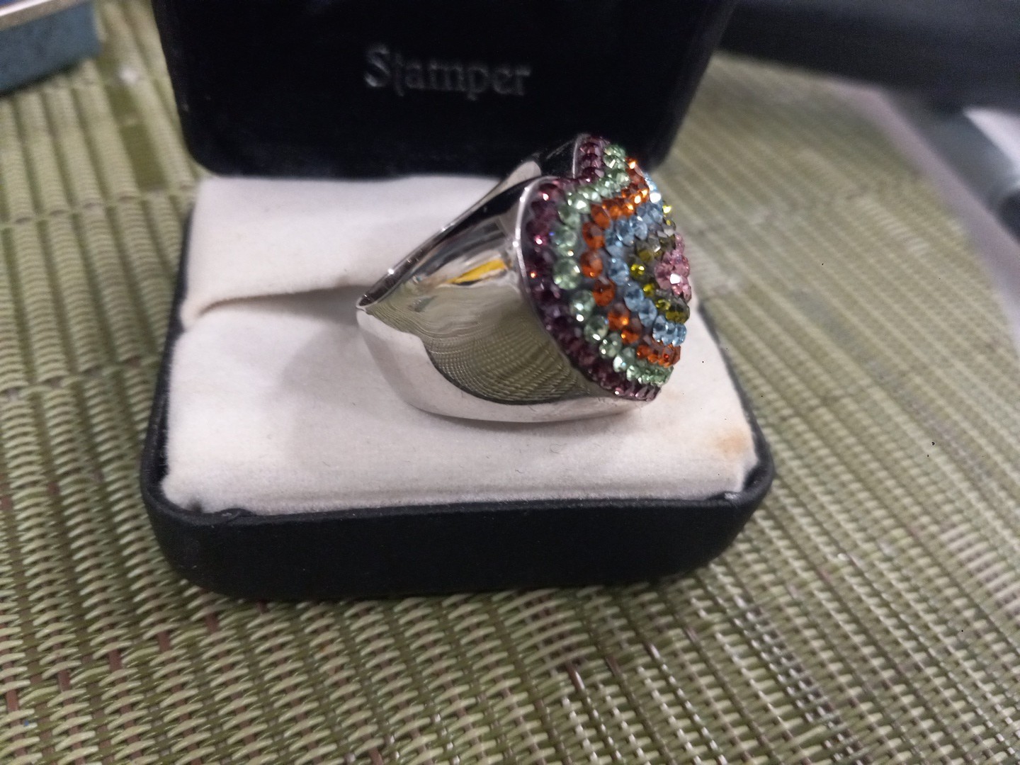 HEART RING STERLING SILVER MULTI COLORED CRYSTAL … - image 8