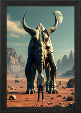 Poster arte da parete con cornice elefante gigante di fronte a un elefante corna quadro stampa su tela